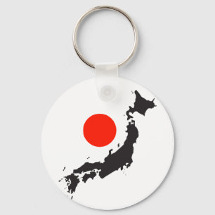 Japan map outline and circle key ring