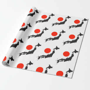 Japan map outline and circle wrapping paper