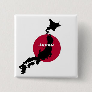 Japan - Map Silhouette and Flag 15 Cm Square Badge