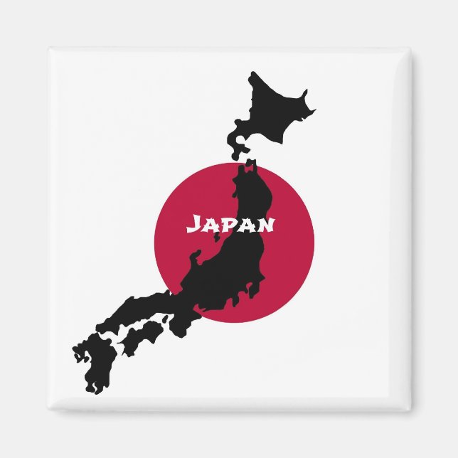 Japan - Map Silhouette and Flag Magnet (Front)