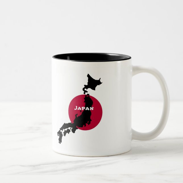 Japan - Map Silhouette and Flag Two-Tone Coffee Mug (Right)