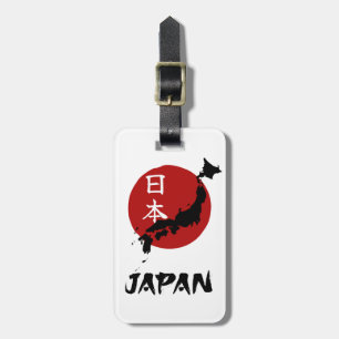 Japan map with red sun decoration luggage tag
