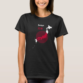 Japan Map with the Japanese Flag Rising Sun big re T-Shirt