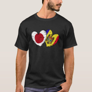 Japan Moldova Heart Flags Japanese Moldovan Dual F T-Shirt