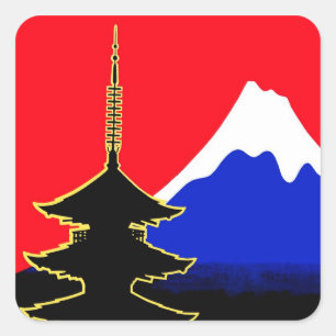 Japan, Mount Fuji and Tree Square Sticker