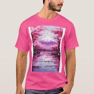 Japan Mount Fuji Cherry Blossom Tree Watercolor Pa T-Shirt
