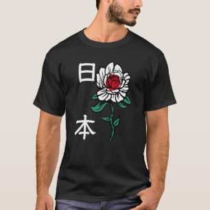Japan National Flag Japanese Support Rose Flower K T-Shirt