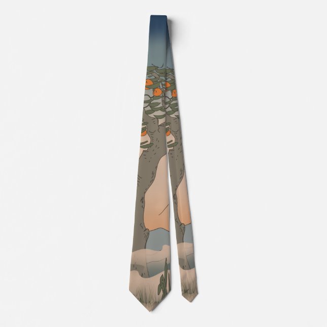Japan Orange tree in the mist Throw Pillow Premium Tie (Front)
