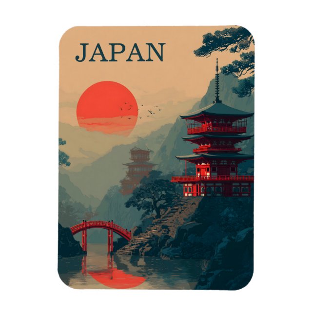 Japan Pagoda vintage Magnet (Vertical)
