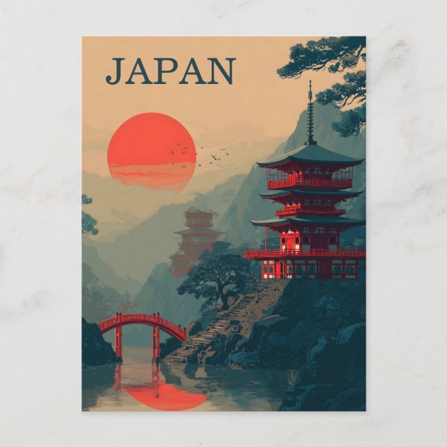 Japan Pagoda vintage Postcard (Front)