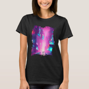 Japan Pink Blue Lights Vaporwave City T-Shirt