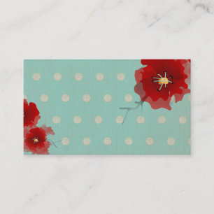 Japan red flower polka dots limited business card