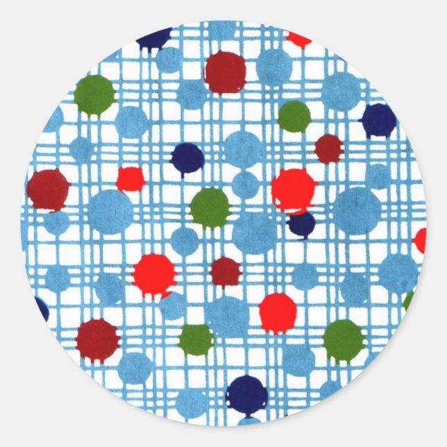 Japan Retro 1950 1960 Chiyogami Origami Japanese Classic Round Sticker (Front)