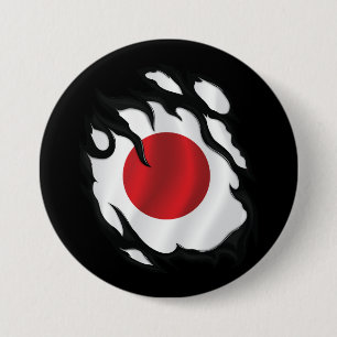 Japan Ripped Flag 7.5 Cm Round Badge