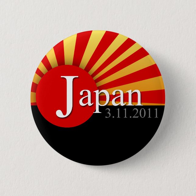 Japan Rising Sun Earthquake Relief Button (Front)
