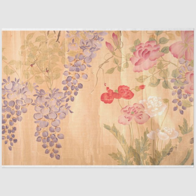 Japan Rose Wisteria Flowers Floral Tissue Paper (Front)