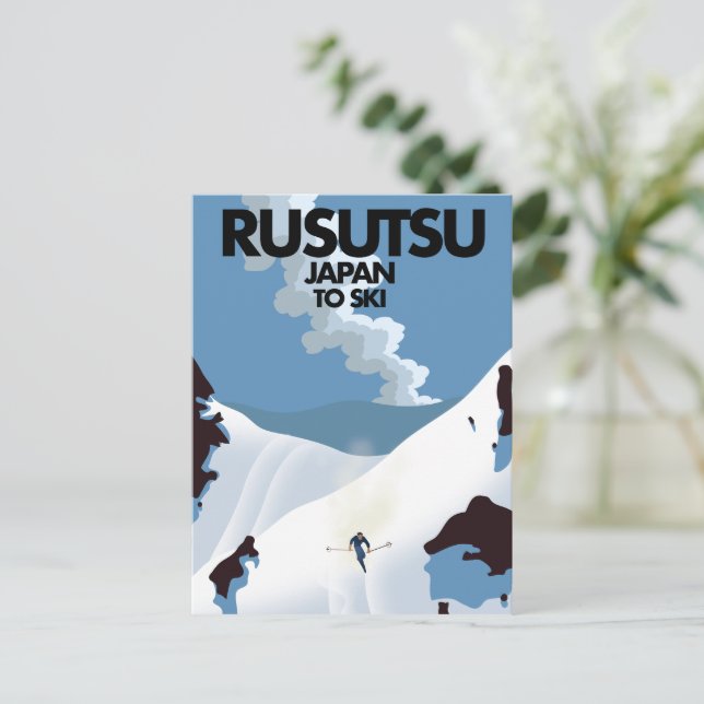 Japan Rusutsu ski print  Postcard (Standing Front)