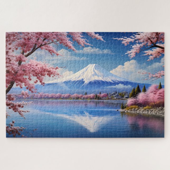 Japan, Sakura and Fuji landscape Jigsaw Puzzle (Horizontal)