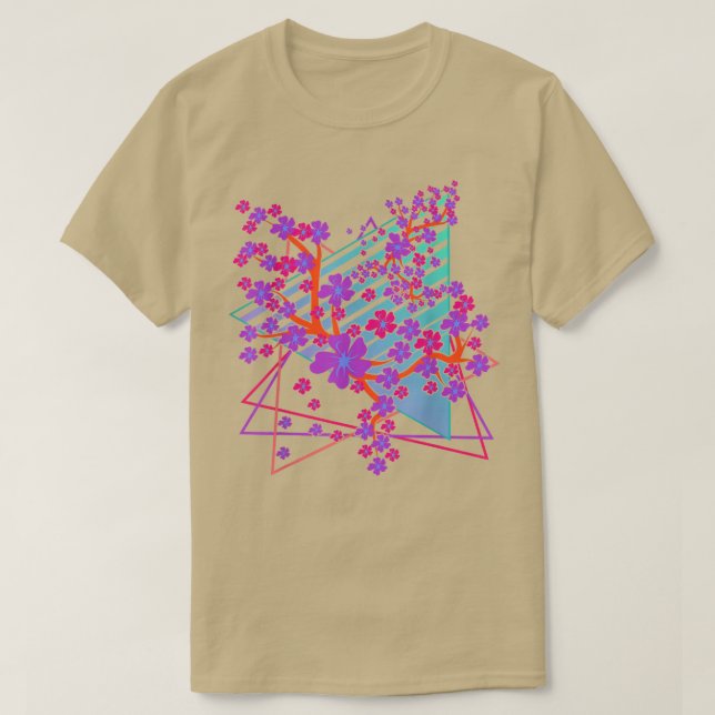 Japan Sakura Flower Vaporwave 80s Retro Art Cherry T-Shirt (Design Front)