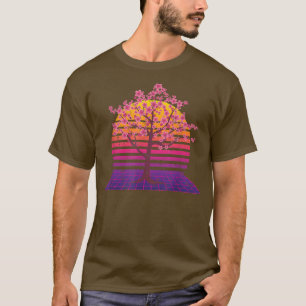 Japan Sakura Retro 80s Art Vaporwave Sunset Cherry T-Shirt