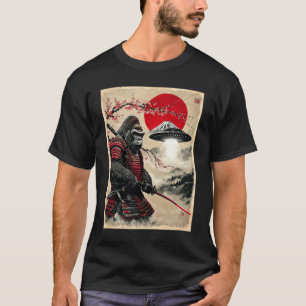 Japan Samurai Monkey Japanese UFO Sunset Graphic U T-Shirt