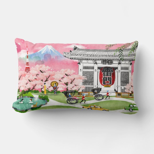 Japan Scene Lumbar Cushion (Front)