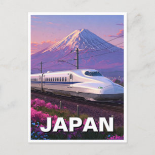 Japan Shinkansen Mt Fuji Travel Postcard