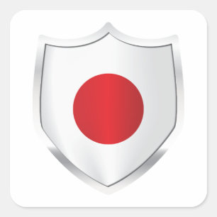 Japan Silver Shield Flag Square Sticker