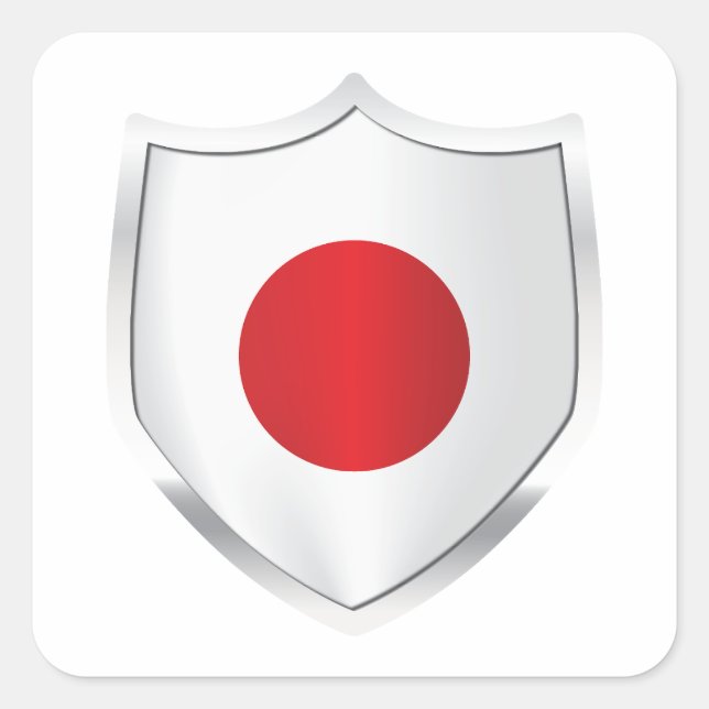 Japan Silver Shield Flag Square Sticker (Front)