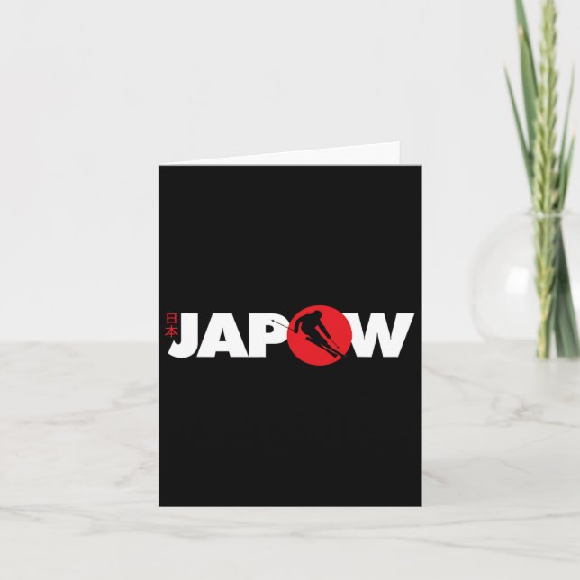 Japan Ski Shirt Japow Powder Skiing Japanese Flag  Card (Front)