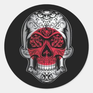 Japan Skull And Roses Flag Classic Round Sticker