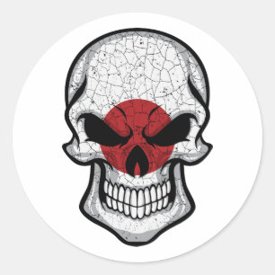 Japan Smiling Skull Flag Classic Round Sticker