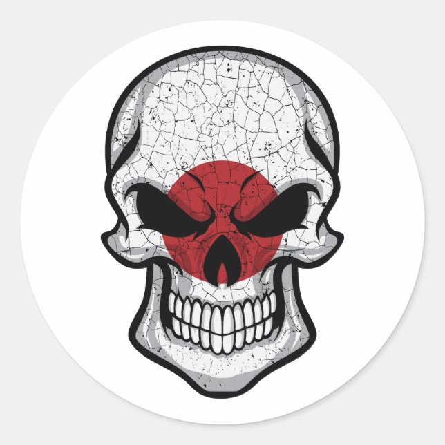 Japan Smiling Skull Flag Classic Round Sticker (Front)