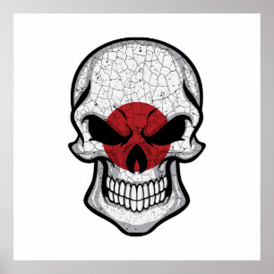 Japan Smiling Skull Flag Poster