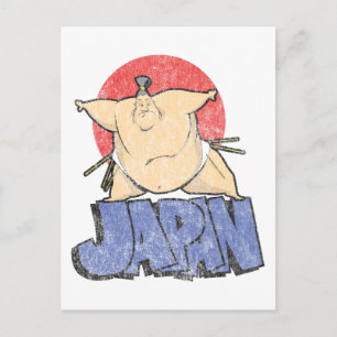 Japan Sumo Vintage Postcard