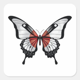Japan Swallowtail Butterfly Flag Square Sticker