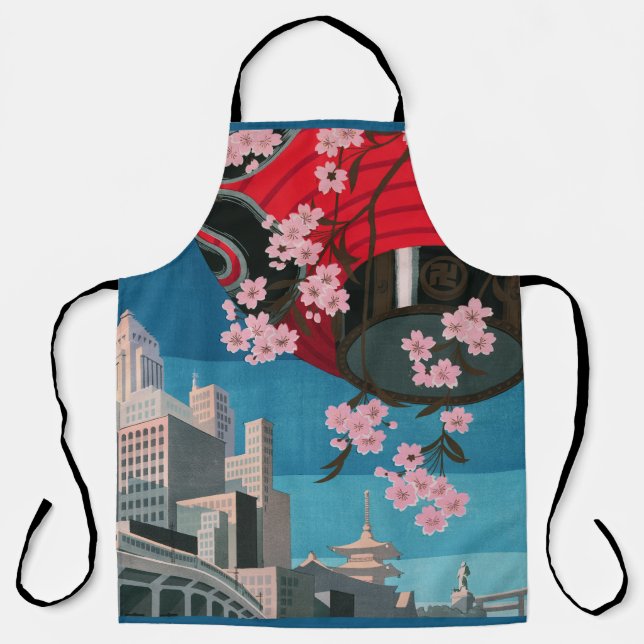 Japan Tokyo Vintage Japanese Travel Poster Apron (Front)