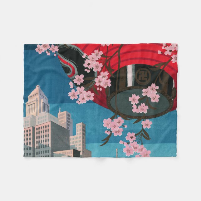 Japan Tokyo Vintage Japanese Travel Poster Fleece Blanket (Front (Horizontal))