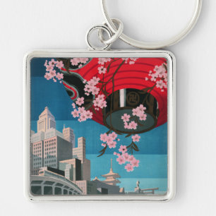 Japan Tokyo Vintage Japanese Travel Poster Key Ring