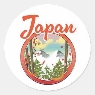 Japan travel logo classic round sticker