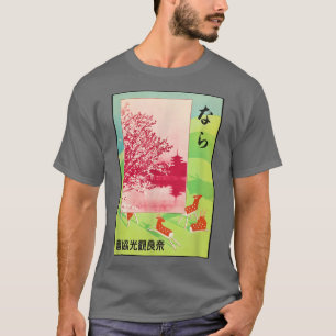 Japan Travel Poster - Cherry Blossoms - Sika Deer T-Shirt