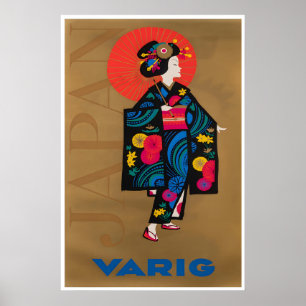Japan Travel Poster Japanese Art Varig Airlines