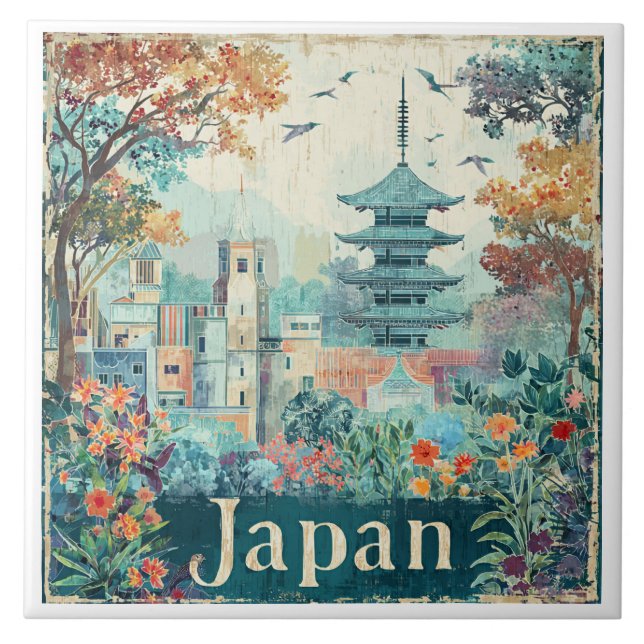 Japan travel poster tile (Front)