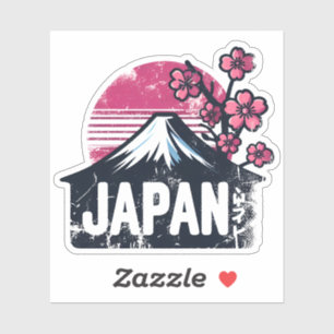 Japan Travel Sticker Design with Iconic Landmarks