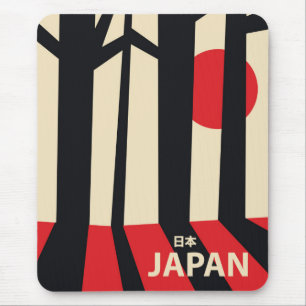 Japan vintage forest travel poster. mouse pad