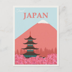 Japan Vintage Japanese Mount Fuji Travel Poster Postcard