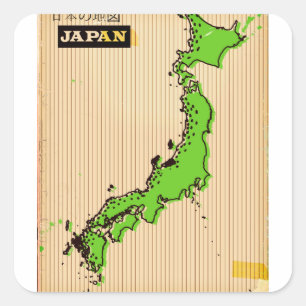 Japan vintage style travel poster square sticker
