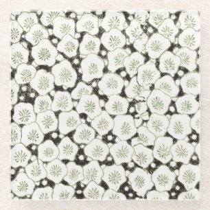 Japan White Flower floral garden Glass Coaster