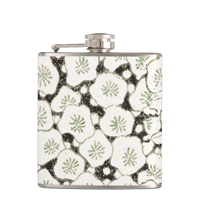 Japan White Flower floral garden Hip Flask (Front)