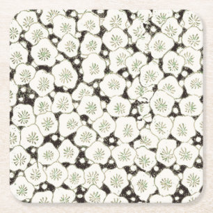 Japan White Flower floral garden Square Paper Coaster